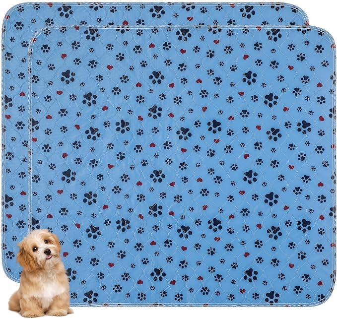 Washable Pee Pads for Dogs,2 Pack Extra Large 48"x48" Super Absorbent Reusable Puppy Pads,Non-Slip 100% Waterproof Dog Pee Pad,Pet Training Pads for Couch, Crate,Potty Training,Floor by ESWIN