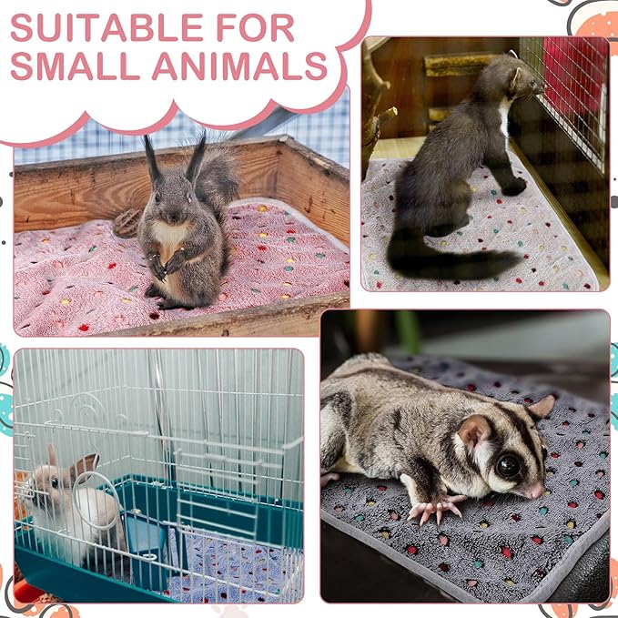 Tudomro 8 Pcs Absorbent Guinea Pig Blankets Washable Small Animal Fleece Bedding Cage Liners Reusable Pet Sleep Mat Pad Cover for Ferret Chinchilla Furniture Protection(Dot,35 x 24 Inch) - Image 6
