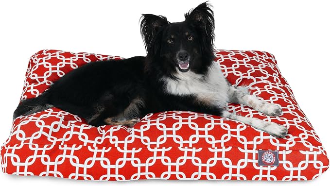 Red Links Medium Rectangle Indoor Outdoor Pet Dog Bed With Removable Washable Cover By Majestic Pet Products by MajesticPet