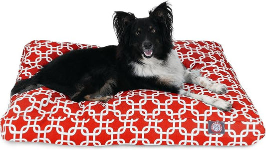 Red Links Medium Rectangle Indoor Outdoor Pet Dog Bed With Removable Washable Cover By Majestic Pet Products by MajesticPet