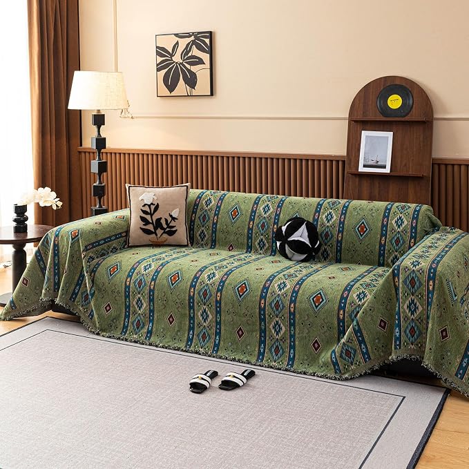 ROOMLIFE Couch Cover 3 Cushion Sofa, Washable Non Slip Furniture Sofa Protector Cover, Soft Chenille Sofa Slipcovers Sectional L Shape Dogs Couch Cover Throw Blanket with Tassels 71''X134'' - Image 3