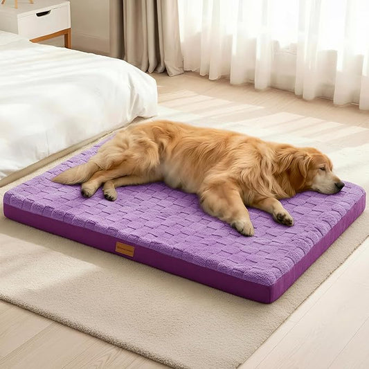Patas Lague Orthopedic Large Dog Bed Washable Pet Crate Mat 36''X24'' Purple by PatasLague