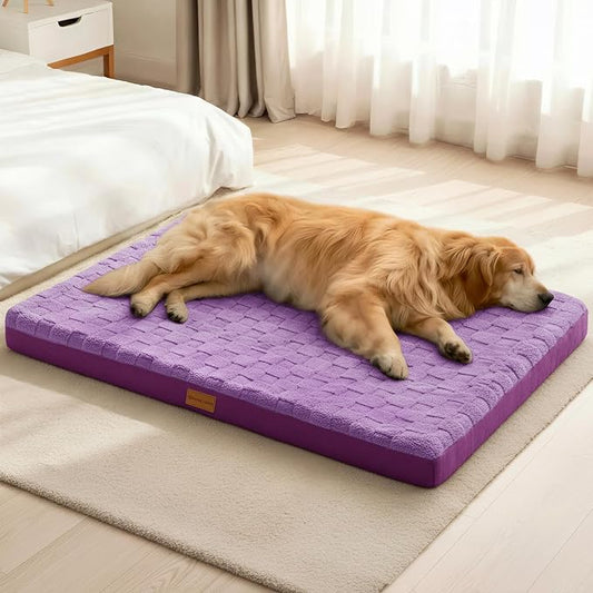 Patas Lague Orthopedic Large Dog Bed Washable Pet Crate Mat 48''X30'' Purple by PatasLague