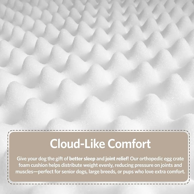 MidWest Homes for Pets Orthoperdic Egg-Crate Nesting Pet Bed w/ Teflon Fabric Protector, Large Brown - Image 6