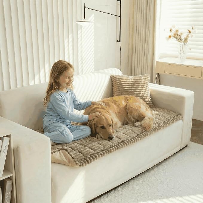 Non-Slip Sectional Couch Covers, Washable Pet Friendly Furniture Protector for Dogs Cats, Soft Thick Slipcover for L-Shaped Sofa (Sold by Piece, Not Set) (Khaki, 27.6"x82.5") - Image 2