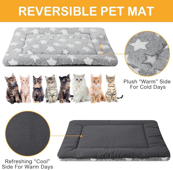 VitalCozy 4 Pcs Dog Crate Pads, Ultra Soft Warm Washable Anti-Slip Kennel Bed Mat for Pets, Reversible, Replaceable, Cage Liner for Small Medium Large Dogs and Cats(18 x 14 x 1.6 Inch,Star,Gray) - Image 3