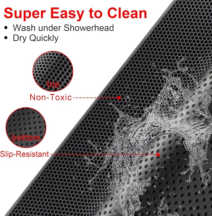 Waretary Large Cat Litter Mat, 36"x30" Waterproof Scatter Control Black | Double Layer Litter Recycling, Easy to Clean, Non-Slip, Durable, Paw-Friendly, Safe & Odorless, Fits Large Litter Boxes - Image 7