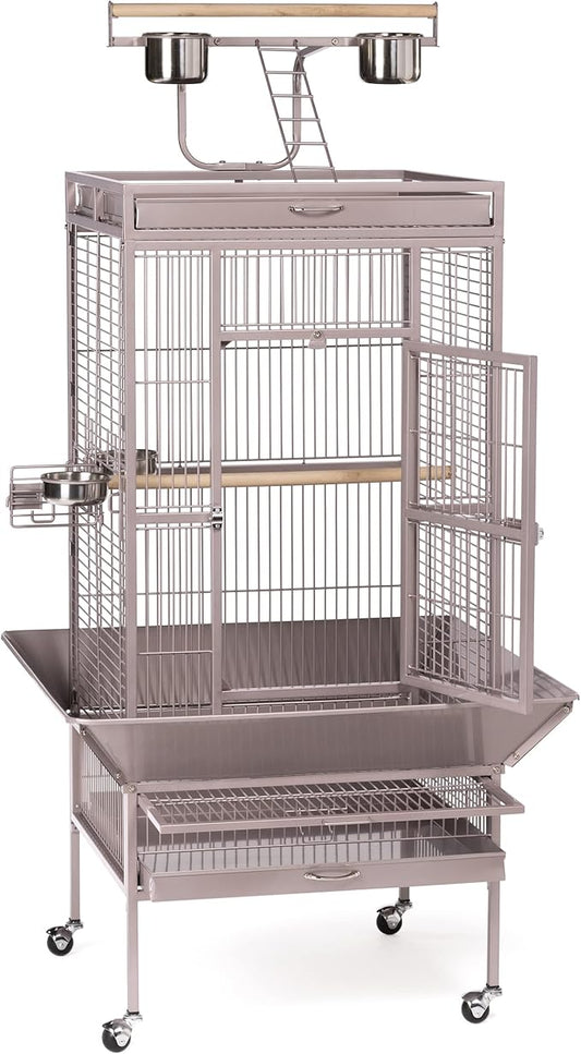 Prevue Pet Products Playtop Bird Cage - Medium Cage with Wheels for Parrots, Conures, Cockatiels, & Similarly Sized Birds, with Rolling Stand and Seed Guard - Blush Finish by PrevuePetProducts