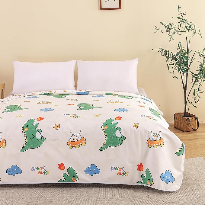 WenBags Waterproof Dog Bed Cover 40*60 Inches Throw Size,Pet Hair Resistant Reversible Couch Cover Mattress Protector,Leakproof Bed Liner/Sheet/Blanket for Adults Elderly Pets (Cute Dinosaurs, 40*60) by WenBags