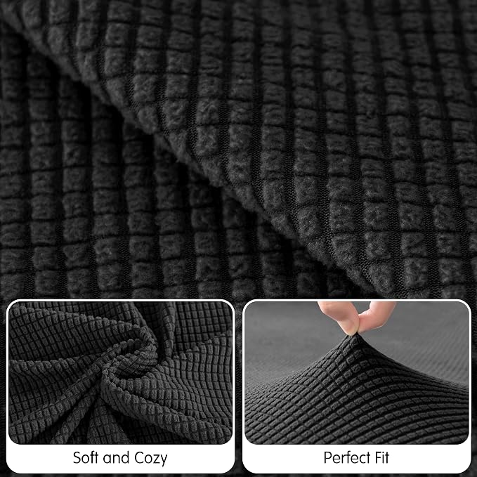 Hokway Stretch Chaise Cover Individual Couch Cushion Slipcovers Reversible Cushion Protector Slipcovers Sofa Cushion Protector Covers (Chaise Cover, Black) - Image 4
