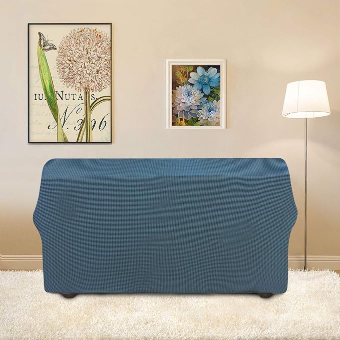 Easy-Going Stretch Loveseat Couch Covers Washable Bluestone | 1-Piece Loveseat Covers for 2 Cushion Couch Furniture Protector RV Sofa Slipcover Soft with Bottom for Kids Pets - Image 4