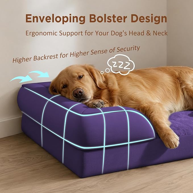 Comfort Expression Orthopedic Dog Beds for Large Sized Dog with Bolster | Waterproof Dog Couch Bed with Washable Cover & Non-Slip Bottom, Supportive Egg Crate Foam Large Pet Bed, 36x27 Inch - Image 3
