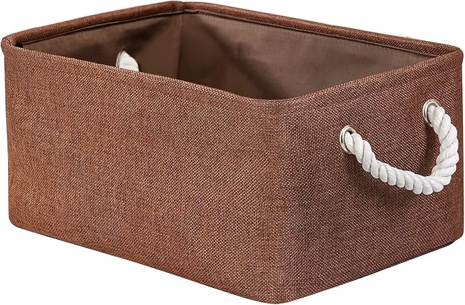 TheWarmHome Fabric Storage Basket for Home, Shelf, Closet - Canvas Bin for Dog Toys and Baby Items (Brown, 1 Pack, 13.8L9.8W6.7H) by TheWarmHome