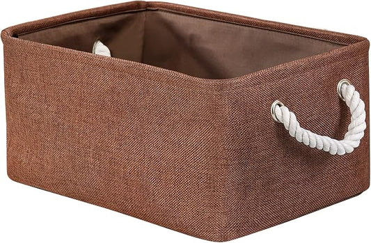 TheWarmHome Fabric Storage Basket for Home, Shelf, Closet - Canvas Bin for Dog Toys and Baby Items (Brown, 1 Pack, 13.8L9.8W6.7H) by TheWarmHome
