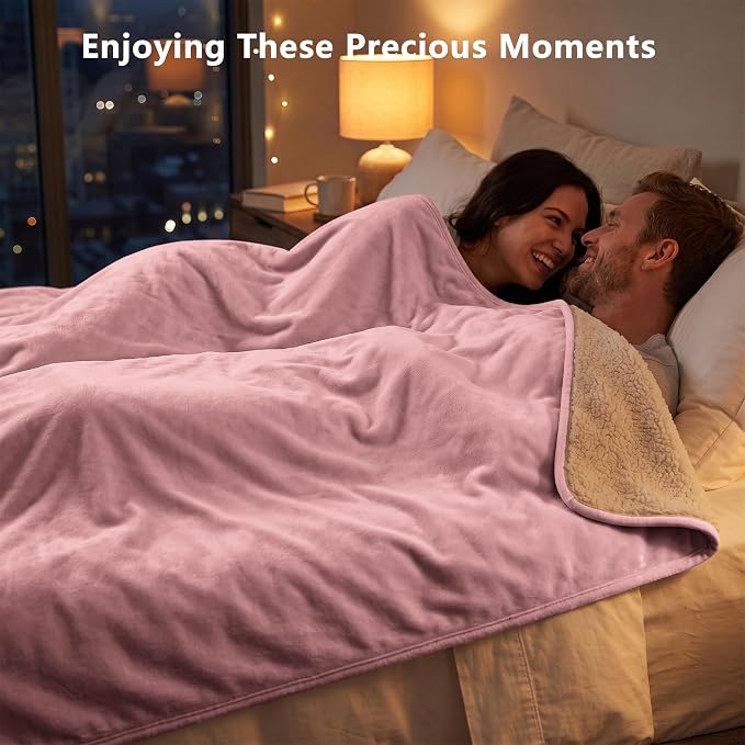 Waterproof Blanket for Bed - Dog Throw as Furniture Protector | Cozy Sherpa & Smooth Velvet, Reversible and Machine Washable, for Couch and bed, 60"x80", Pink - Image 4