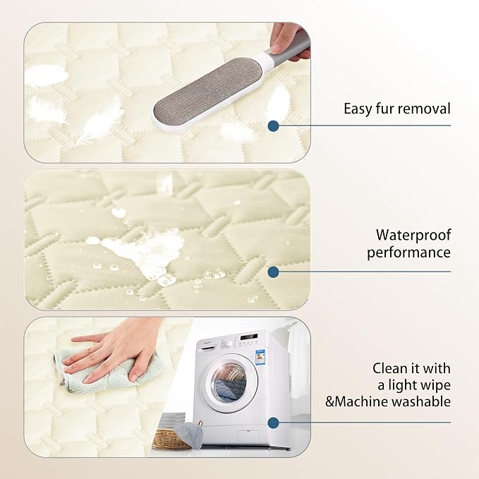 gogobunny 100% Double-Sided Waterproof Dog Bed Cover Pet Blanket Sofa Couch Furniture Protector for Puppy Large Dog Cat, Reversible (30x70 Inch (Pack of 1), Dark Cream/Light Cream) - Image 7