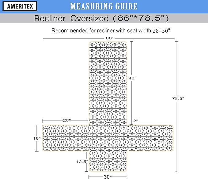 Ameritex Waterproof Nonslip Recliner Cover Christmas Decor Stay in Place, Dog Couch Recliner Cover Furniture Protector for Pets and Kids (Beige, 30'') - Image 2