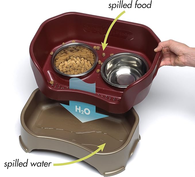 Neater Feeder Deluxe Mess-Proof Elevated Dog Bowls for Medium Dogs (19–40 lbs), 2 Height Adjustable (10” & 12.5”) No-Spill Raised Dog Bowl Stand, Stainless Steel Food Bowl Set, Made in USA, Cranberry - Image 3