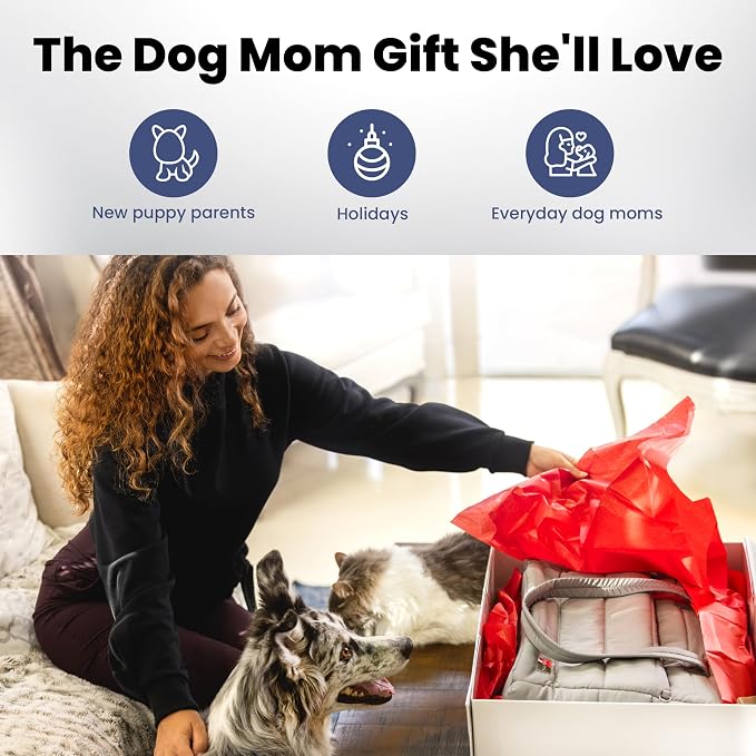 Rubyloo Puffer Dog Travel Bag for Dog Moms, Diaper Bag with Travel Bowls | 2 BPA-Free Collapsible Bowls, 2 Pet Food Containers, 9 Pockets, Everyday Puffer Bag Works With or Without Your Dog, Grey - Image 6