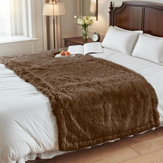 gogobunny Waterproof Dog Blanket for Couch & Furniture Protection - Super Soft Reversible Throw for Large Dogs & Cats, Calming Washable Fur & Sherpa Pet Blanket (33x77 Inch, Chocolate) - Image 4