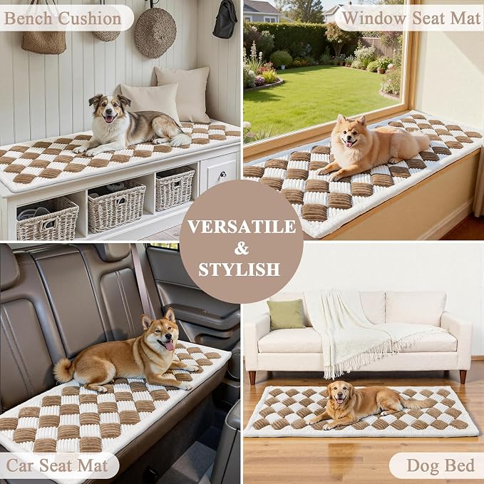 Vaukki Coffee Couch Cover for Dog Washable, 27.6''x59.06'' Sofa Pad Topper | Non Slip Fuzzy Pet Sofa Cover for 2 Cushion Couch Pet Friendly, Furniture Protector Dog Bed Mat for Large Dog - Image 5
