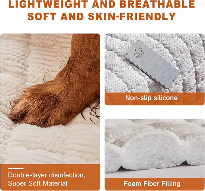 Couch Cover for Dogs Washable,Non-Slip Fuzzy Sofa Covers for Pets | Thick Soft Furniture Protector Fits Loveseat & Sectional,Against Fur&Dirt(Ivory, 1pc/36"x58"/Seat Cover) - Image 3