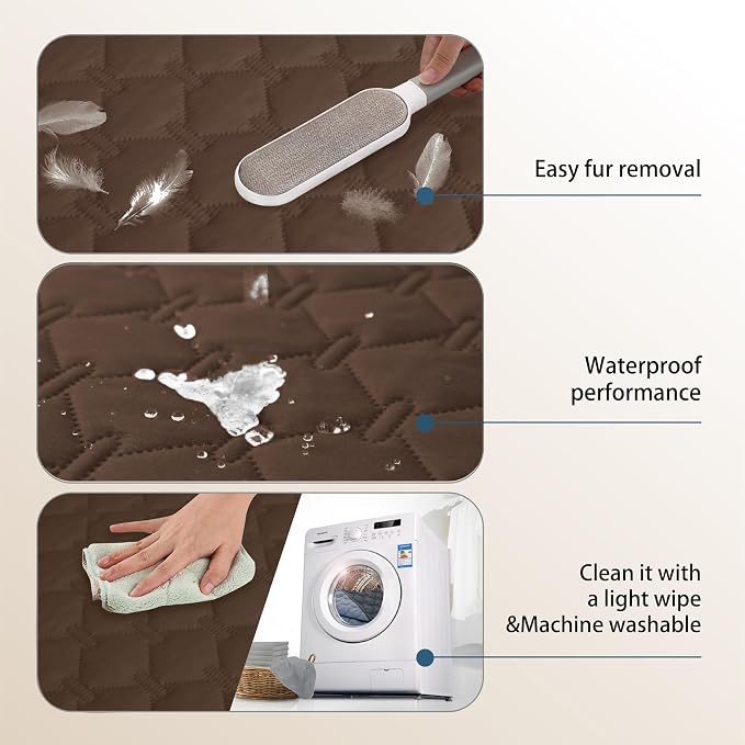 gogobunny 3X Stronger Waterproof Pet Blanket, Scratch Proof Furniture Protector for Dogs Cats, Reversible Cover 52x82 Inch, Dark Chocolate - Image 8