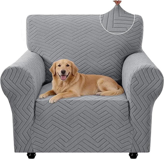 Stretch Sofa Cover Non-Slip Washable Furniture Protector | Stretch, 31"-46".Soft, Non Skid Foam, Elastic Bottom, Machine Washable, for Kids & Pets, Couch & Sofa, Light Gray by YSTELLAA