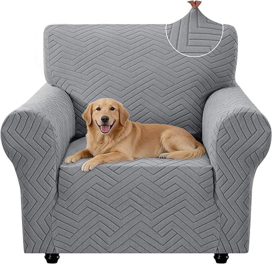 Stretch Sofa Cover Non-Slip Washable Furniture Protector | Stretch, 31"-46".Soft, Non Skid Foam, Elastic Bottom, Machine Washable, for Kids & Pets, Couch & Sofa, Light Gray by YSTELLAA