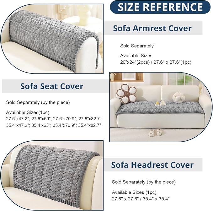 OstepDecor Couch Cover for Dogs, Washable Non Slip Sofa Cover for Pets, Soft Couch Covers for Sofa, Loveseat and Sectional, Furniture Protector Against Pet Hair & Scratches (27.6" x 86.6", Grey) - Image 3