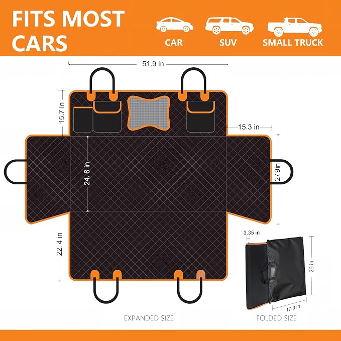 Back Seat Extender for Dogs,Dog Car Seat Cover for Back Seat with Hard Bottom Holds 500 lbs,Car Seat Protector,Waterproof Extender for Dogs,Dog HammockPet Bed for Full-Size Cars,SUVs, Small Trucks - Image 6
