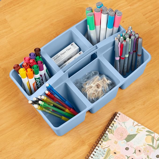 ECR4Kids 6-Compartment Large Plastic Caddy, Multipurpose Organization, Earthtone, 6-Pack - Image 9
