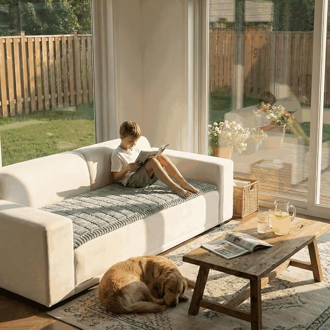 Fuzzy Pet Couch Cover for Sofa,Non Slip Sofa Cover Pet Friendly Couch Covers for Dogs Washable Protector for Pets Mat Dog Bed Mats (Light Grey, 27.6"x59") - Image 2
