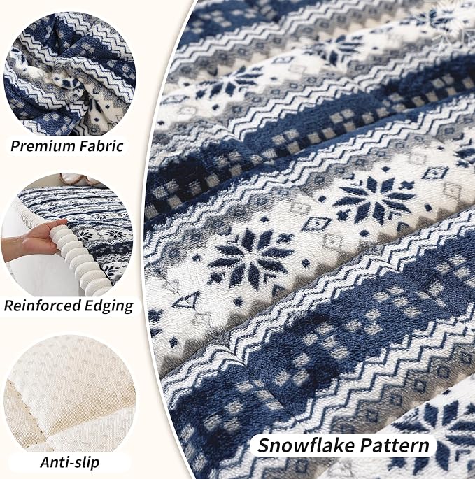 Plush Warm Sofa Cover, Pet Couch Cover for 3 Seaters Sofas, Sofa Covers for Pet Washable, Non-slip Christmas Couch Covers for Pets, Dog Couch Protectors for Christams(1PC, Navy Blue, 27.6"×82.7") - Image 5