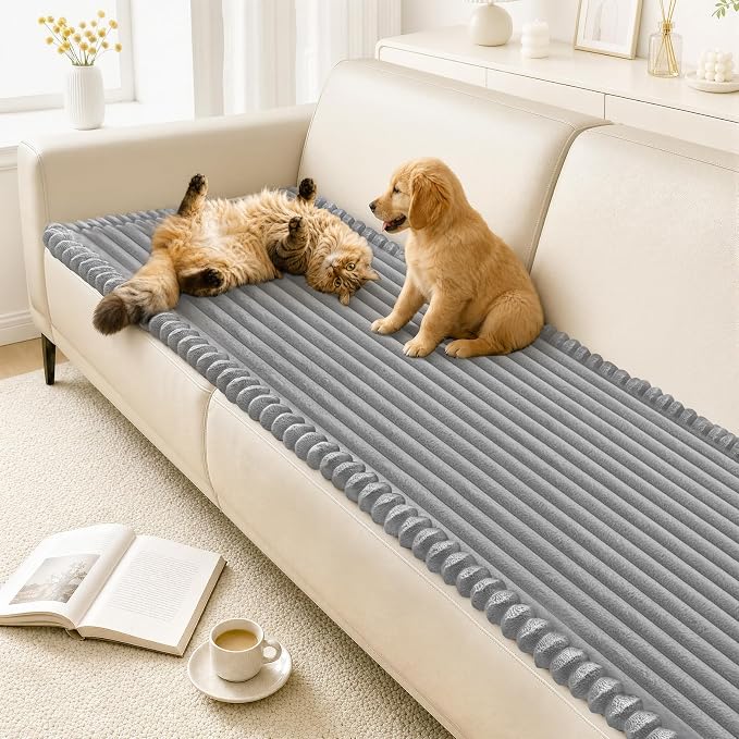NAISI Pet Couch Covers for Sofa with Thick Filling and Non-Slip Bottom Sectional Sofa Covers Washable Friendly for Pets(1pc/27.5"x 59",Light Grey) by NAISI
