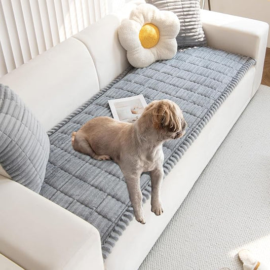 Pet Couch Covers Protector for Dogs Sofa Slipcovers Washable Cushion Cover | Non slip,scratch-proof furniture protector fits I-shape armchair,loveseat,recliner,sectional sofa pads(grey,27in*59in) by GumfolkBrandFlagship