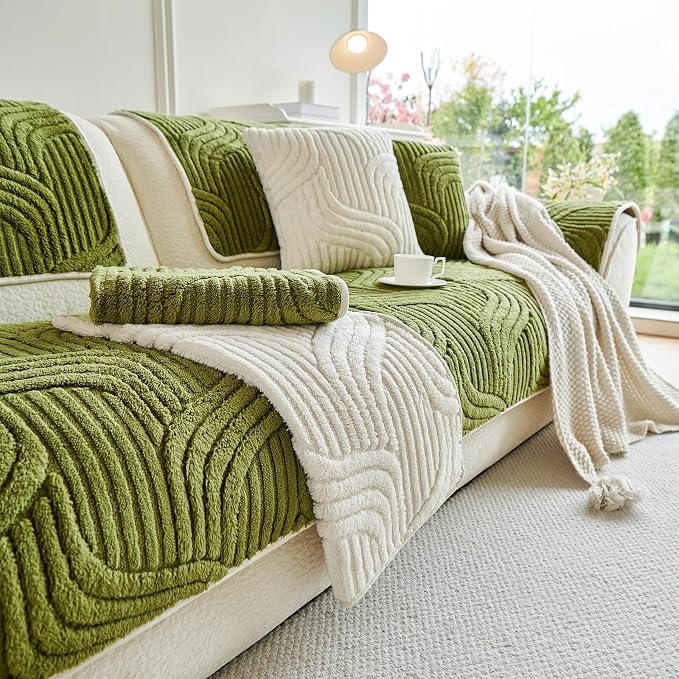 OTOB Couch Covers for Sofa Washable, Non Slip Dog Sofa Protector, 1 Piece | Matcha Green, 35.4"x82.7", Soft Plush, All Seasons, Pet Friendly, Breathable, Modern, Wear-Resistant, Sectional Couch Covers - Image 9