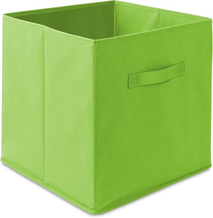 Casafield Set of 12 Collapsible Fabric Cube Storage Bins, Lime Green - 13" Foldable Cloth Baskets for Shelves, Cubby Organizers & More - Image 2