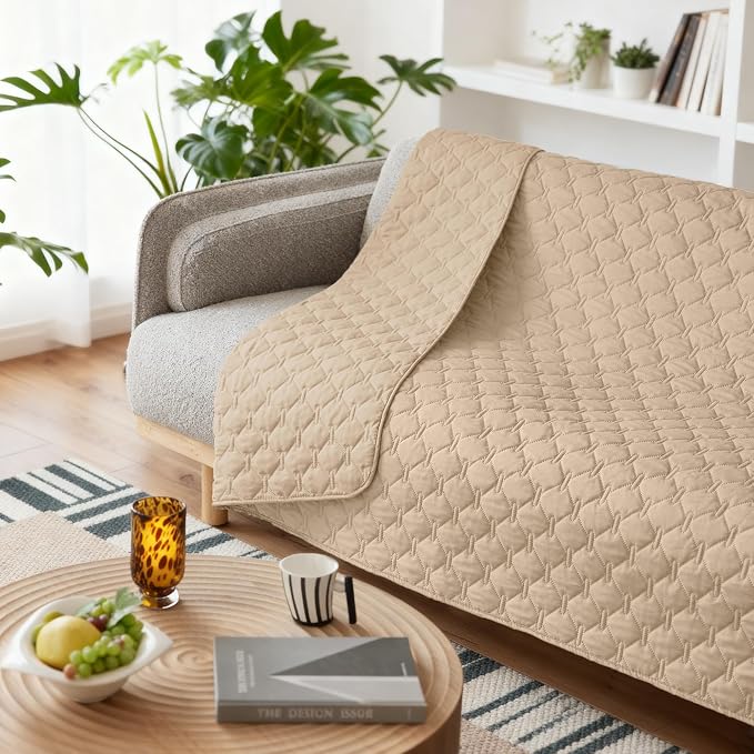 gogobunny 3X Stronger Waterproof Pet Blanket, Scratch Proof Furniture Protector for Dogs Cats, Reversible Cover 82x120 Inch, Dark Beige - Image 8