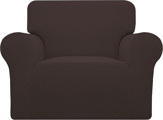 Easy-Going Stretch Oversized Chair Slipcover with Arm Washable Chocolate | 1-Piece Large chair covers armchair Furniture Protector for Living Room chair and a half cover Soft For Kids, Pet. by Easy-Going