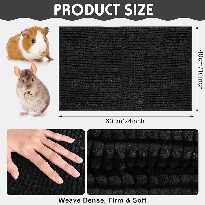 Amylove 4 Pcs Guinea Pig Cage Liner 16 x 24 Inch Washable Chenille Pee Pads Pet Dog Cat Bedding Training Mat Reusable for Small Animals Puppy Bunny Hamster Chinchilla - Image 2