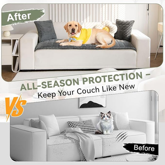 OTOB Dog Couch Cover Washable Non Slip Pet Friendly Sofa Couch Protector | Dark Gray, 27.6" x 70.9", All Season, Soft Fuzzy Plush, Sofa Covers for Pets, Breathable, Thick Wear-Resistant, Skin Friendly - Image 2