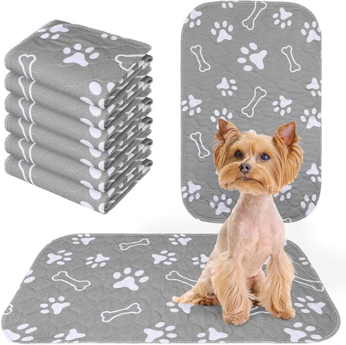 BEAUTYZOO 6 Pack Washable Pee Pads for Dogs, Reusable Puppy Pads for Potty Training, Waterproof Super Absorbent Whelping Pads Mats Non Slip Against Urine for Small Medium Dogs Cats, 16" x 24" by BEAUTYZOO
