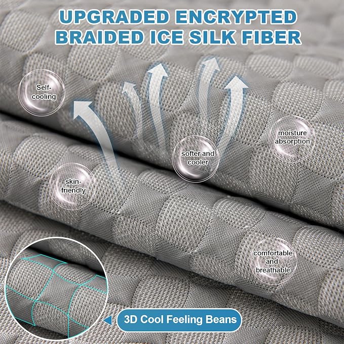 OTOB Cooling Couch Covers for Sofa Washable Non Slip Pet Friendly, 1 Piece | Elegant Gray, 35.4"x82.7", Premium Ice Silk Fabric, Modern Geometric, Soft, 3D Bionic Breathable, Sectional Sofa Protector - Image 2
