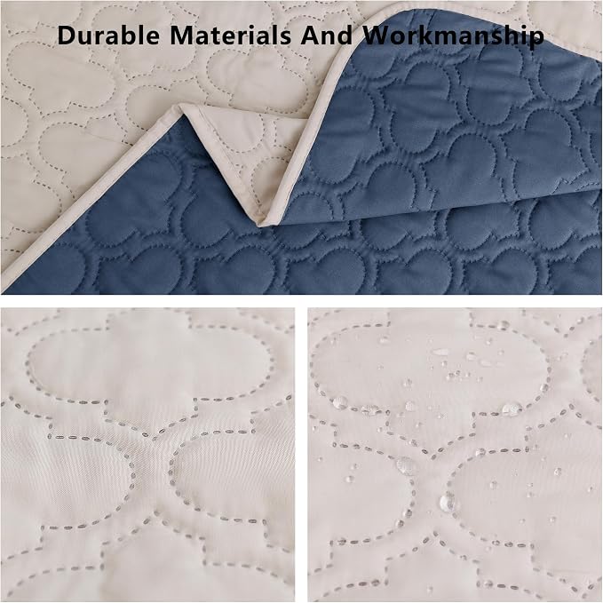Waterproof Couch Cover - Washable Dog & Pet Furniture Protector | TPU Leak-Proof Liner, Microfiber Fabric, Lightweight & Reversible, Fits Sofa and Bed, 82" x 102" , Blue/Cream - Image 5