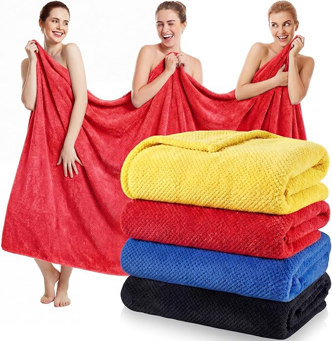 Newwiee 4 Pcs Oversized Bath Towel 40'' x 80'' Bath Sheet,Vivid Colors | Fluffy Microfiber Quick Dry, Extra Large Bathroom Towel, Soft Absorbent Adult Shower Sheet, Fall Halloween Decor, Spa Beach by Newwiee
