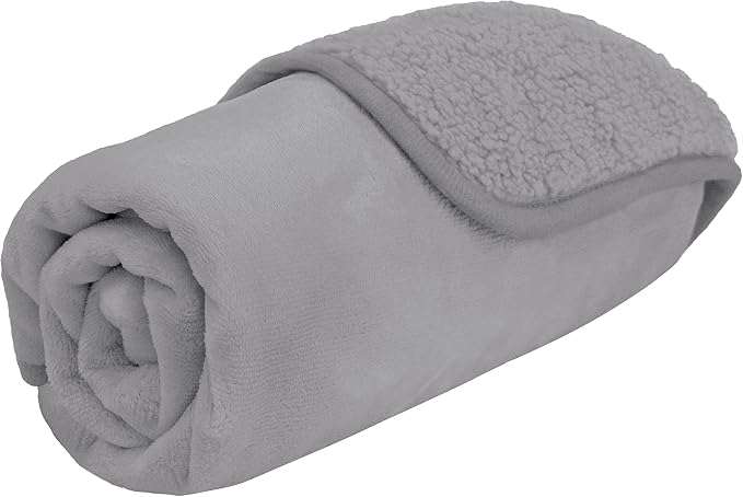 PETAMI Sherpa Fleece Waterproof CAT and Dog Blanket, Light Gray, Small - Image 7