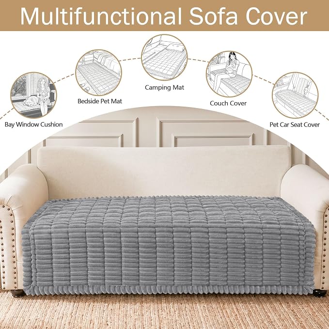 hyha Couch Cover for Dogs, Washable Non Slip Plush Flannel Sofa Protector | Thick Flannel, Silicone Anti-Slip Backing, Pet Hair & Scratch Protection, Fits Sofa & Loveseat (43" x 63") - Image 3