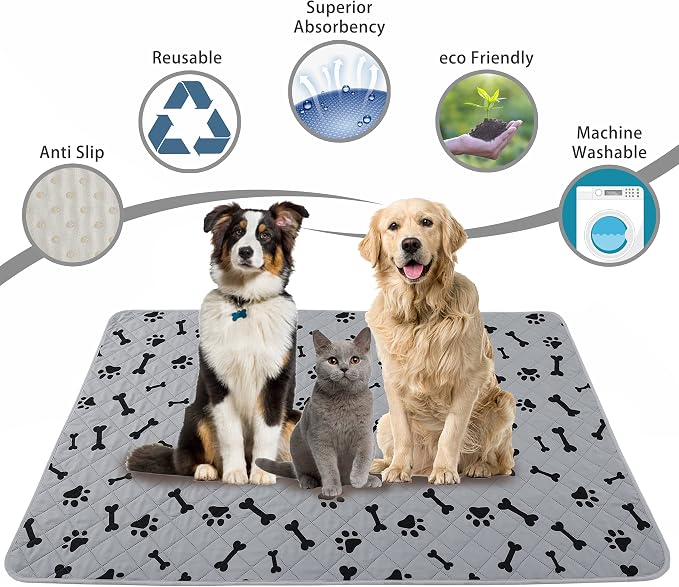 Dog Crate Pee Pads - Wahable Dog Rugs Non-Slip Puppy Pads for Small Dogs, Water Absorb Training Pads (4040 Gray) - Image 7