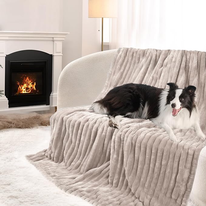 Waterproof Pet Blanket for Large Dogs & Cats - Reversible Calming Plush, Washable Furniture Cover for Couch, Bed, Car Seat, Blocks Leaks, Stains & Pet Fur (Line, 60"x80") - Image 6